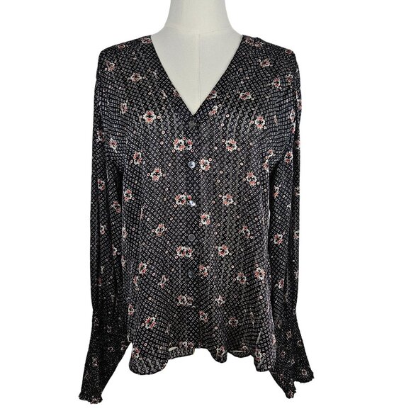 Veronica Beard Maree Smock Cuff Silk Blouse Black Silk Size 6 MSRP $450 - Picture 4 of 14